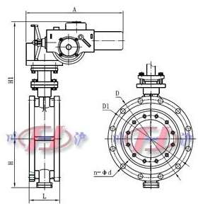 電動(dòng)三偏心蝶閥尺寸圖